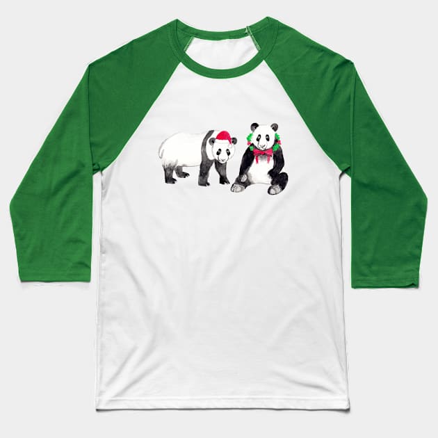 Deck The Halls With Pandas Baseball T-Shirt by tangerinetane